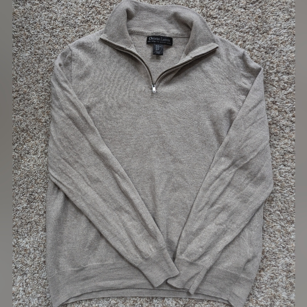 Merino Wool Christian Lacroix Men's Pullover Tan Sweater Size XL